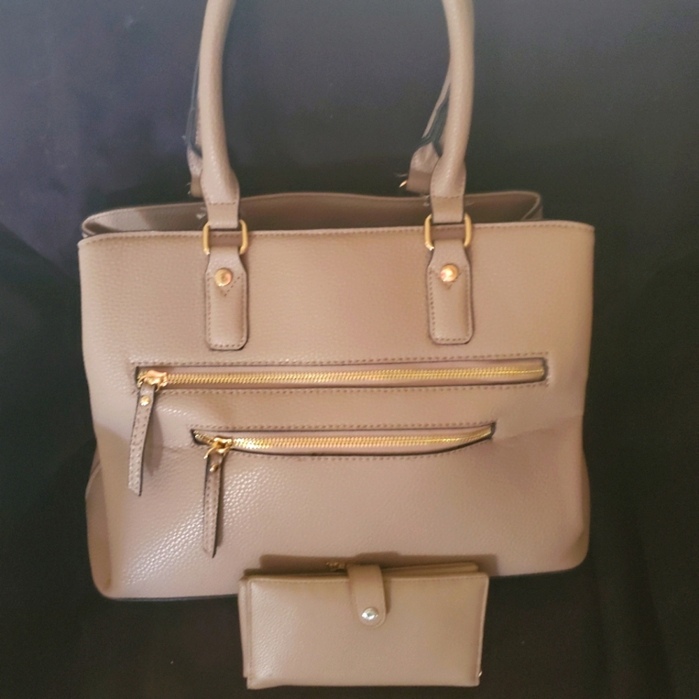 Matthew and Julian  beige EUC satchel purse AND Wallet.